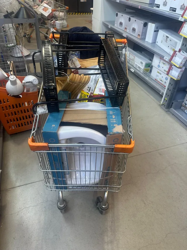Voller Einkaufswagen mit Lebensmitteln für das Heim